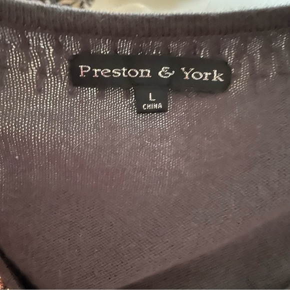 Preston & York Women’s Embellished Neckline Gray Cardigan Sweater Size Large - Picture 3 of 9